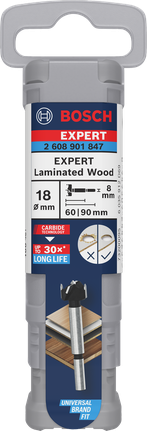 Broca de corte para dobradiças de madeira laminada Bosch EXPERT de 18 mm.